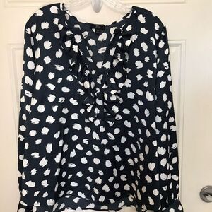 J.crew spots print long sleeves blouse ruffles on neck